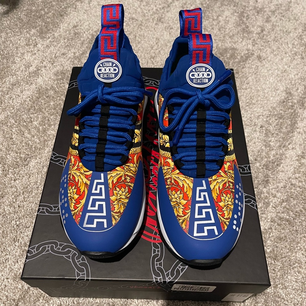 Versace Blue Chain Reaction Sneakers